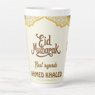Elegant Gold Arch and Lanterns Eid Mubarak Latte Mug