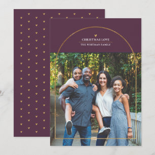 Elegant Gold Arch Overlay Christmas Love Photo Holiday Card