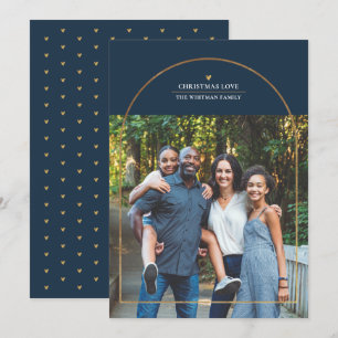 Elegant Gold Arch Overlay Christmas Love Photo Holiday Card