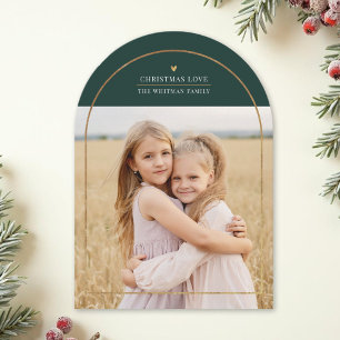 Elegant Gold Arch Overlay Christmas Love Photo Holiday Card