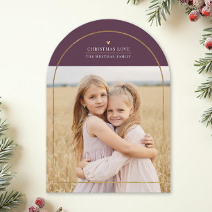 Elegant Gold Arch Overlay Christmas Love Photo Holiday Card