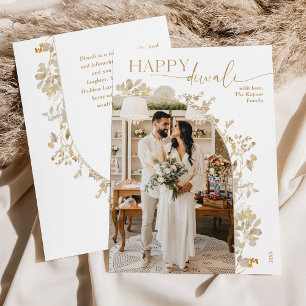Elegant Gold Arch Photo Happy Diwali Holiday Card
