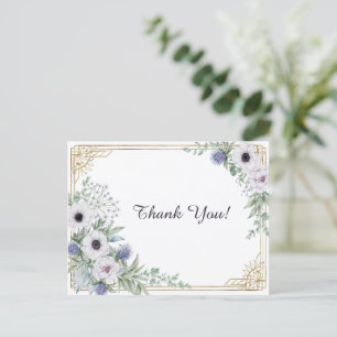 Elegant Gold Art Deco Botanical Thank You Postcard