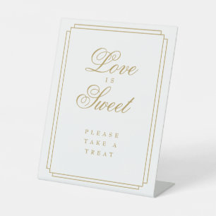 Elegant Gold Art Deco Love Is Sweet Favour Pedestal Sign