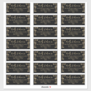 Elegant gold Art Deco on black Guest Address label