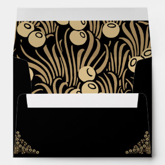 Elegant gold Art Deco on black wedding invitation Envelope