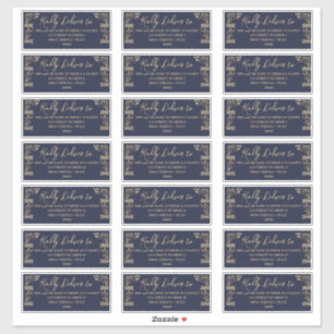 Elegant gold Art Deco on blue Guest Address label