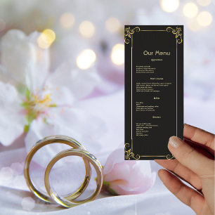 Elegant Gold Art Deco Vintage Dinner Menu Card