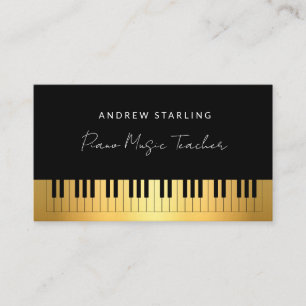 Elegant Gold Artistic Piano keys music teacher Business Card