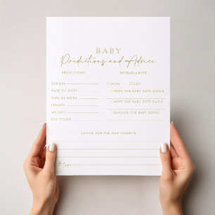 Elegant Gold Baby Predictions and Advice Cards