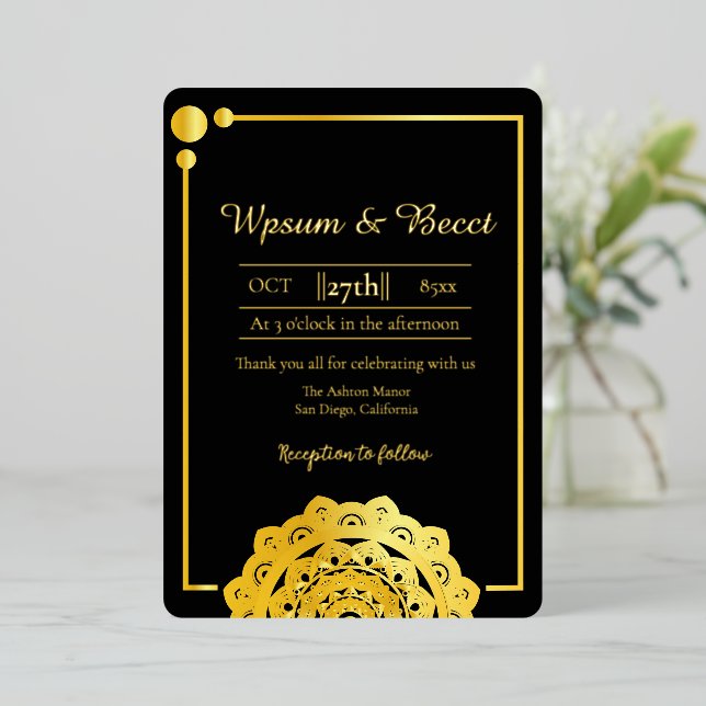 Elegant gold background floral gold foil design (Standing Front)
