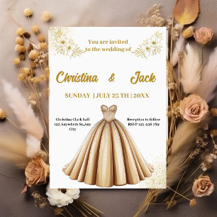 Elegant Gold Ballgown - Princess Design wedding  Invitation