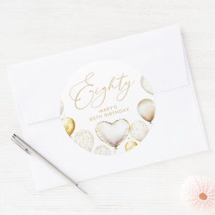 Elegant Gold Balloon 80th Thank You Birthday Classic Round Sticker
