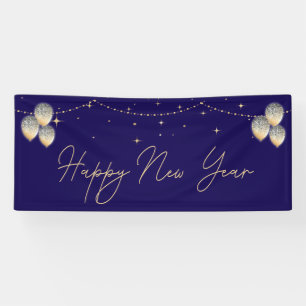 Elegant Gold Balloon Happy New Year Banner