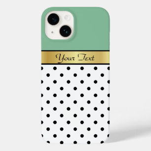 Elegant Gold Band Green Mint Custom Text Case-Mate iPhone 14 Case