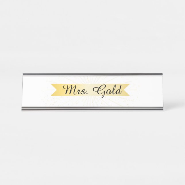 Elegant Gold Banner Desk Name Plate (Front)