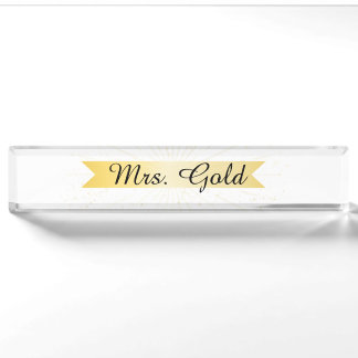 Elegant Gold Banner Desk Name Plate