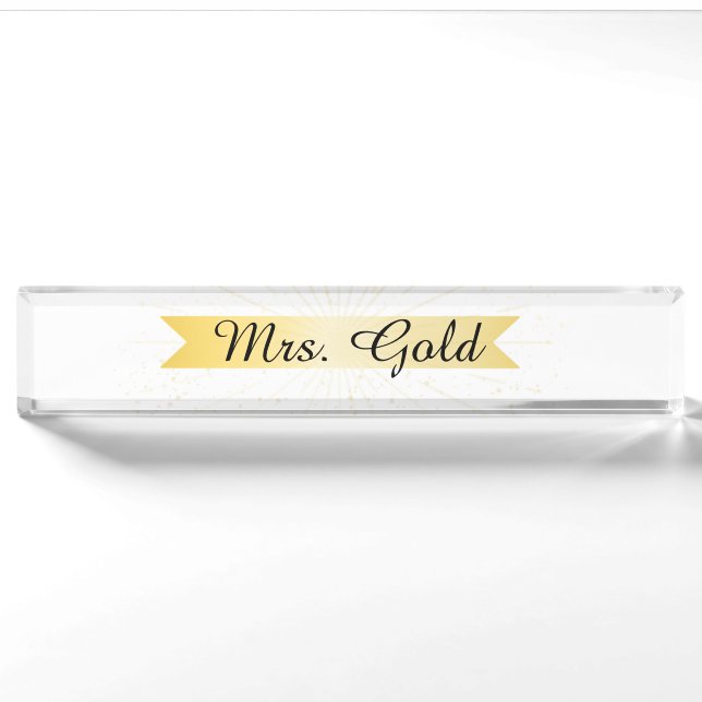 Elegant Gold Banner Desk Name Plate (Front)