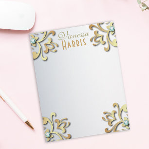Elegant Gold Baroque Filigree Border On Silver   Custom Letterhead