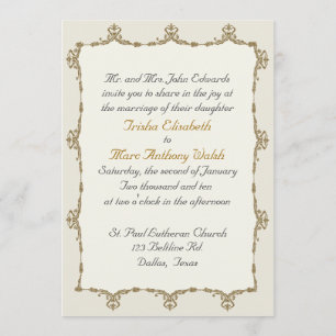 Elegant Gold Baroque Wedding Invitation