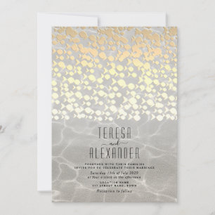 Elegant Gold Beach Wedding Invitation