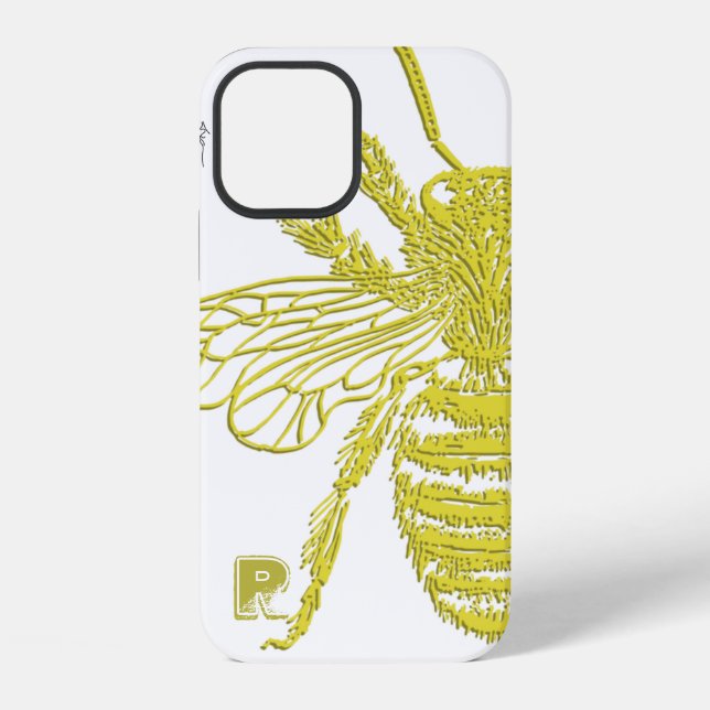 Elegant Gold Bee Monogram Case-Mate iPhone Case (Back)