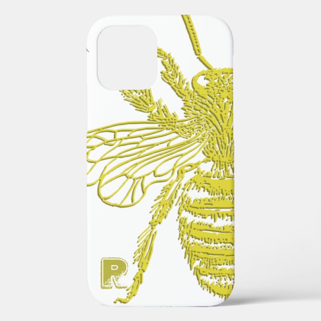 Elegant Gold Bee Monogram Case-Mate iPhone Case (Back)