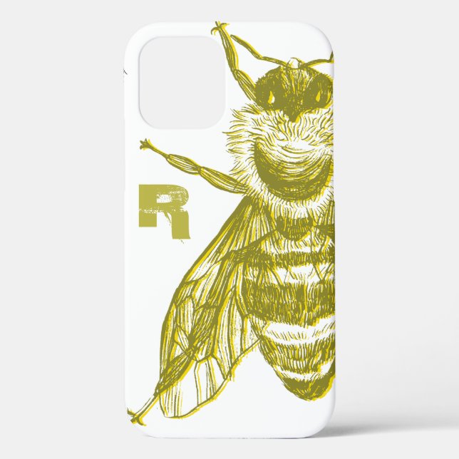 Elegant Gold Bee Monogram Case-Mate iPhone Case (Back)