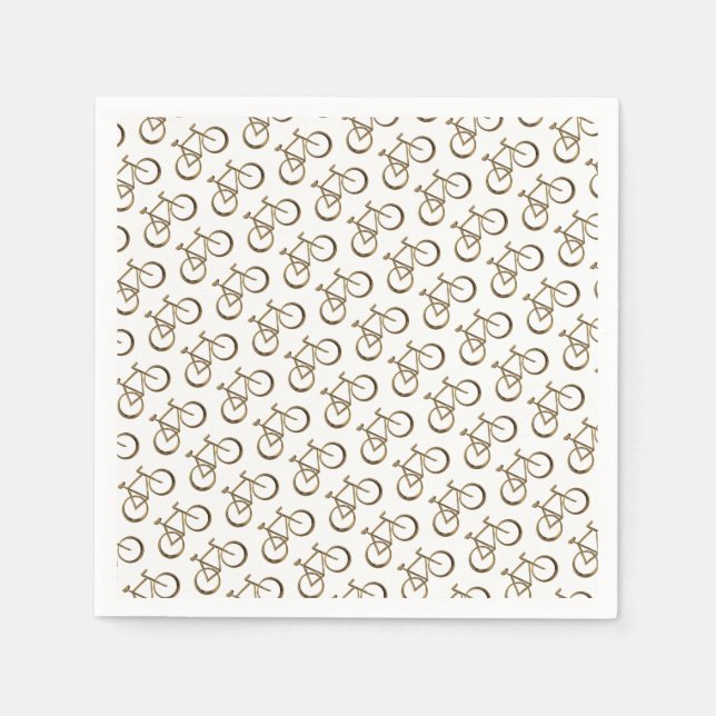 Elegant Gold Bike Pattern Bicycle Cycling Cyclist Napkin (Front)