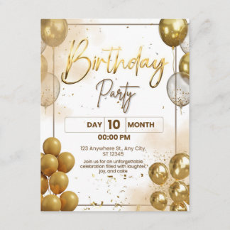 Elegant Gold Birthday Party Invitation Enclosure