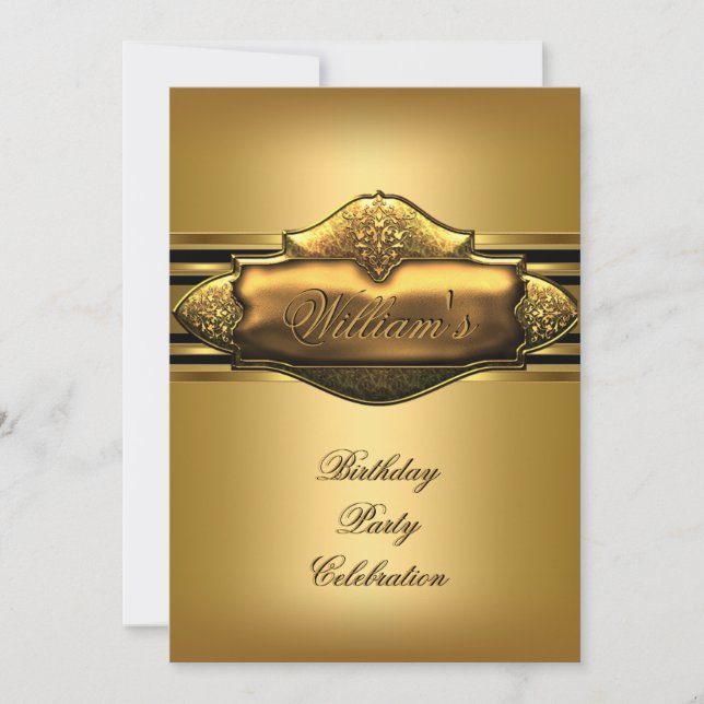 Elegant Gold Birthday Party Mens 60th 50th 40th Invitation (Front)