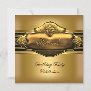 Elegant Gold Birthday Party Mens Invitation