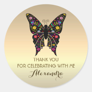 Elegant Gold Birthday Thank You Classic Round Sticker