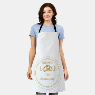 Elegant Gold & Black 1st Wedding Anniversary Apron