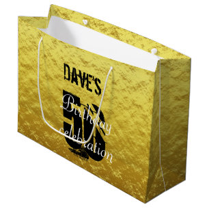 Elegant Gold & Black 50th Any Age Birthday Party Large Gift Bag