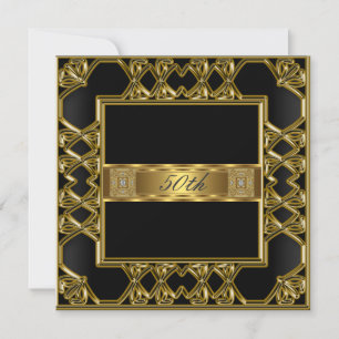 Elegant Gold Black 50th Birthday Party Invitation