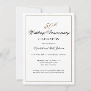 Elegant Gold Black 50th Wedding Anniversary Invitation