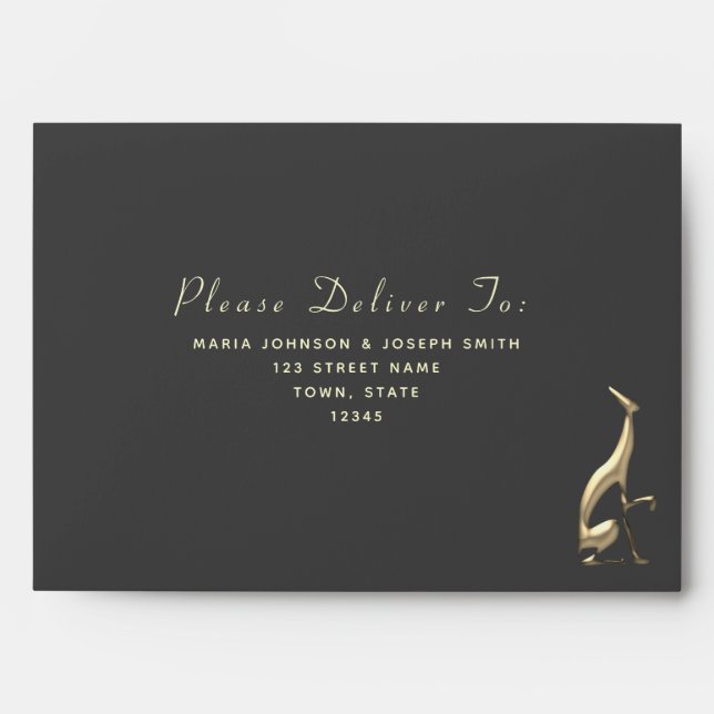 Elegant Gold Black 5x7 Envelope (Front)