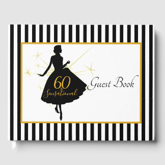 Elegant Gold Black 60th BIRTHDAY Party Guest Book