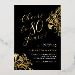 Elegant Gold Black 80th Birthday