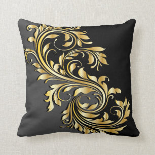 Elegant Gold, Black and Grey Design Cushion