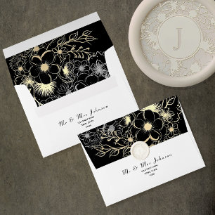 Elegant Gold Black and White Wedding Envelope