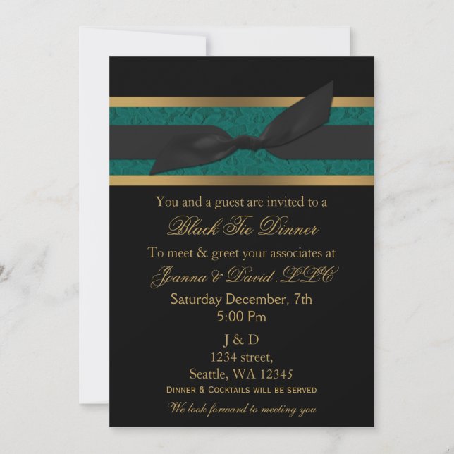Elegant Gold Black Aqua Corporate party Invitation (Front)