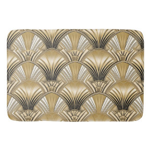Elegant gold black art deco pattern bath mat