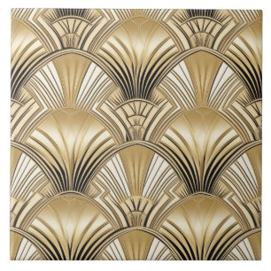 Elegant gold black art deco pattern tile