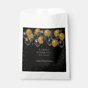 Elegant Gold Black Balloons Confetti Wedding Favour Bags
