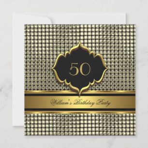 Elegant Gold Black Birthday Party Mens Man Invitation