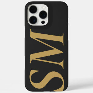 Elegant Gold Black Bold Initial Monogram iPhone 16 Pro Max Case