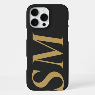 Elegant Gold Black Bold Initial Monogram iPhone 16 Pro Max Case