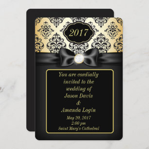 Elegant Gold & Black Bow Invitation